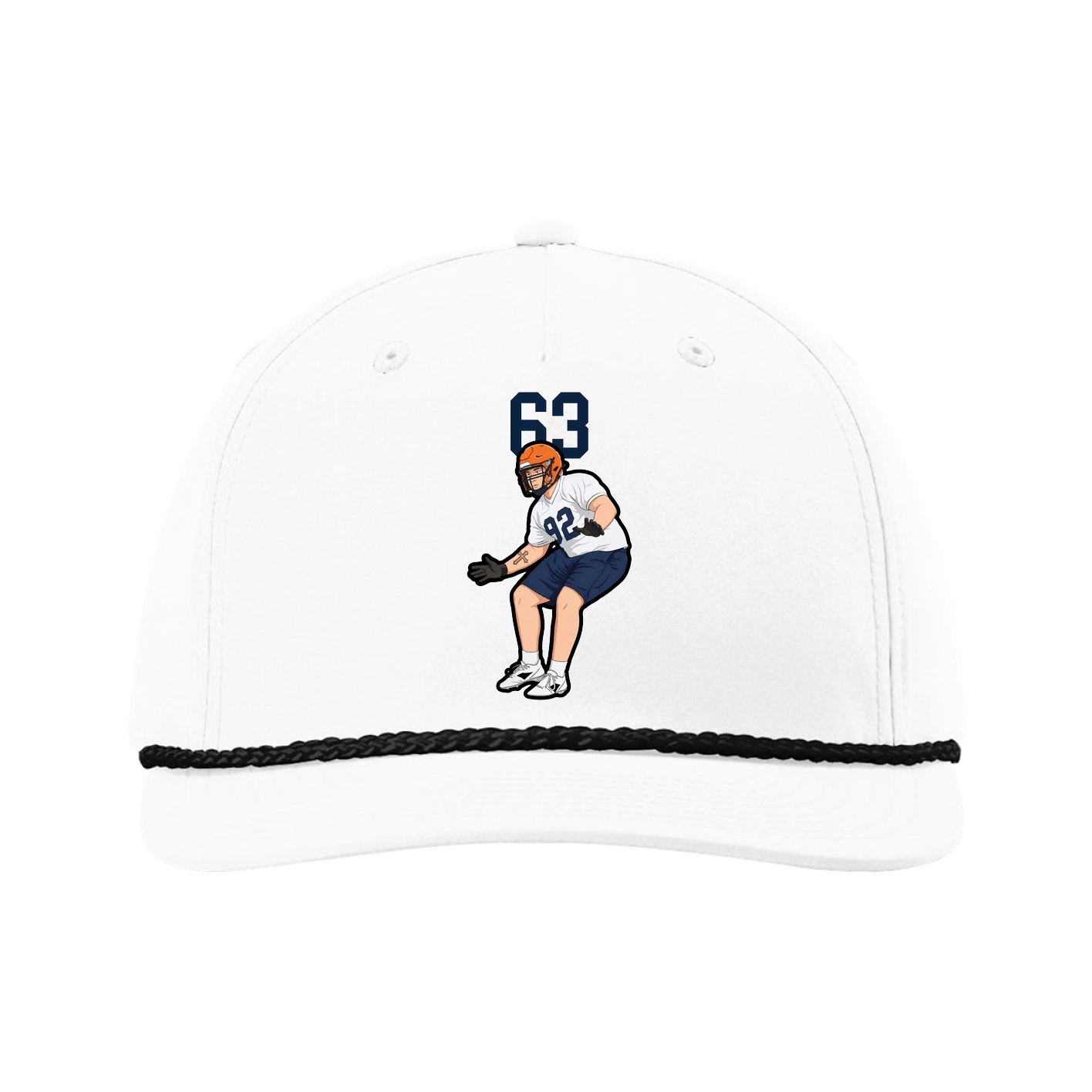 Five-Panel Classic Rope Cap — Number Top in White