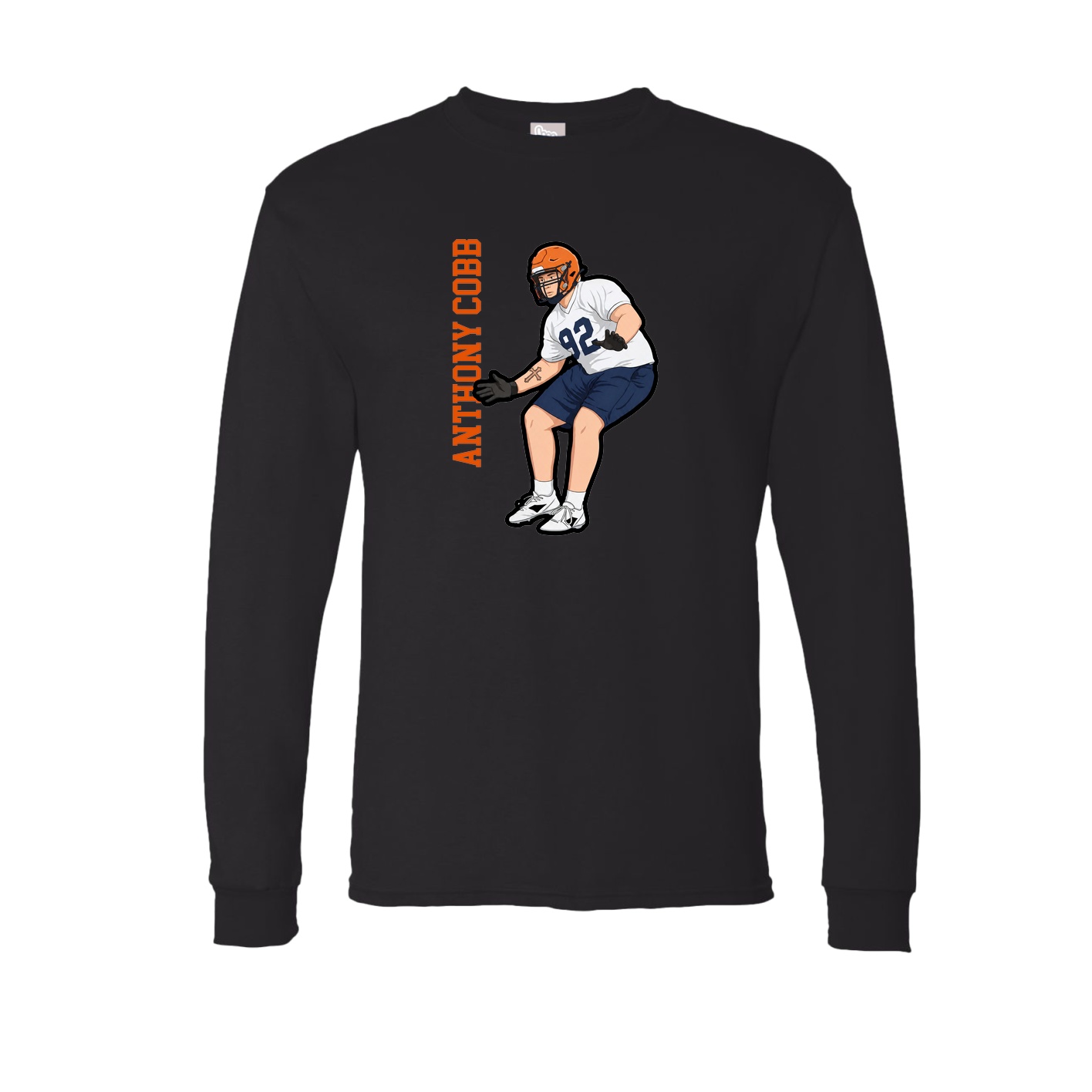 Long Sleeve Tee — Name Vertical in Black