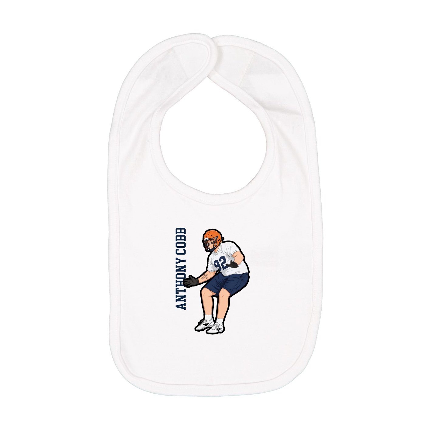 Infant Bib — Name Vertical in White