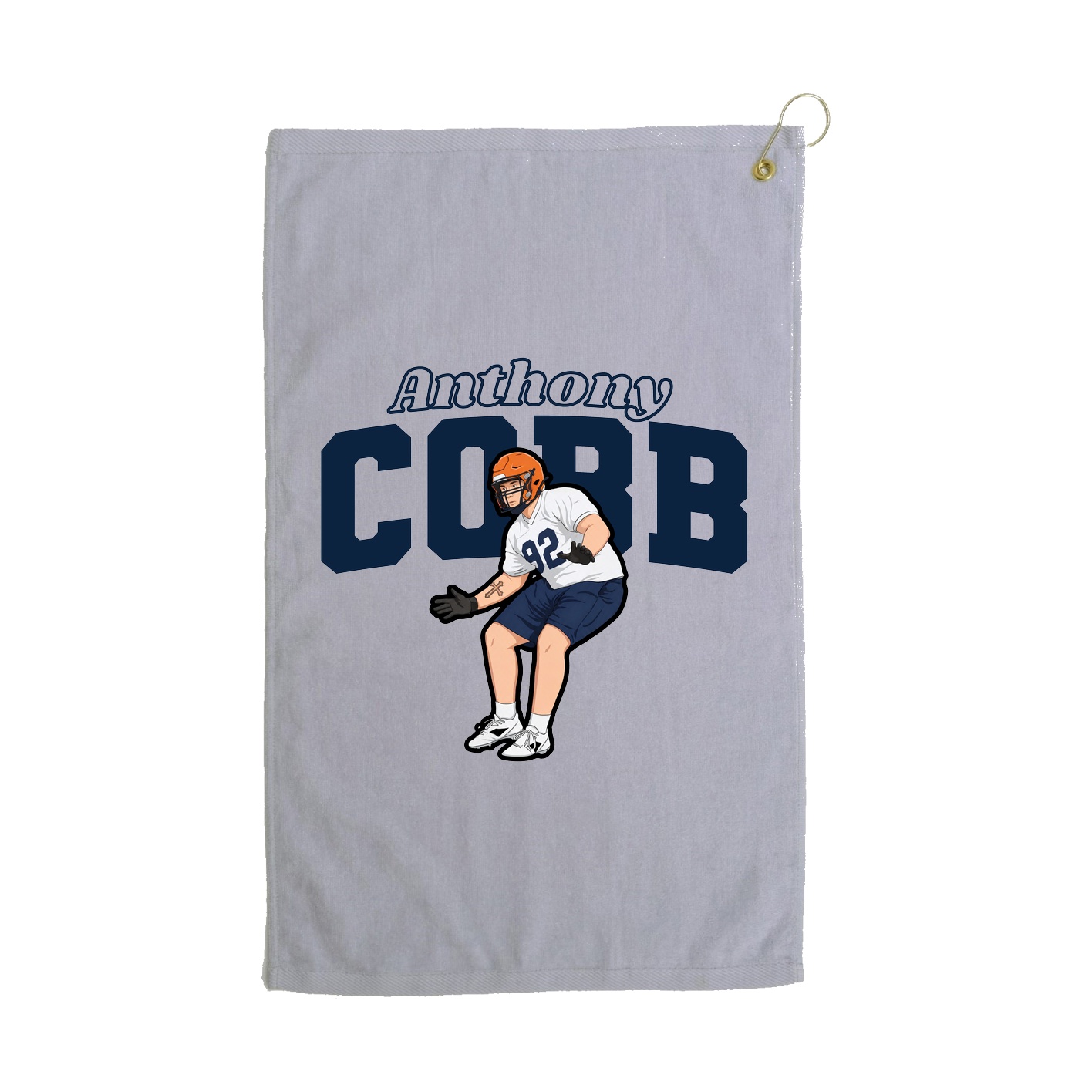Golf Towel — Name Arch in Grey