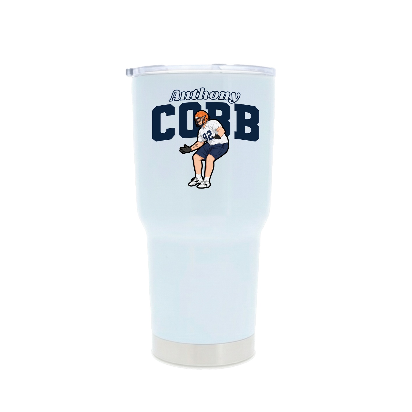 30oz Stainless Steel Tumbler — Name Arch in White