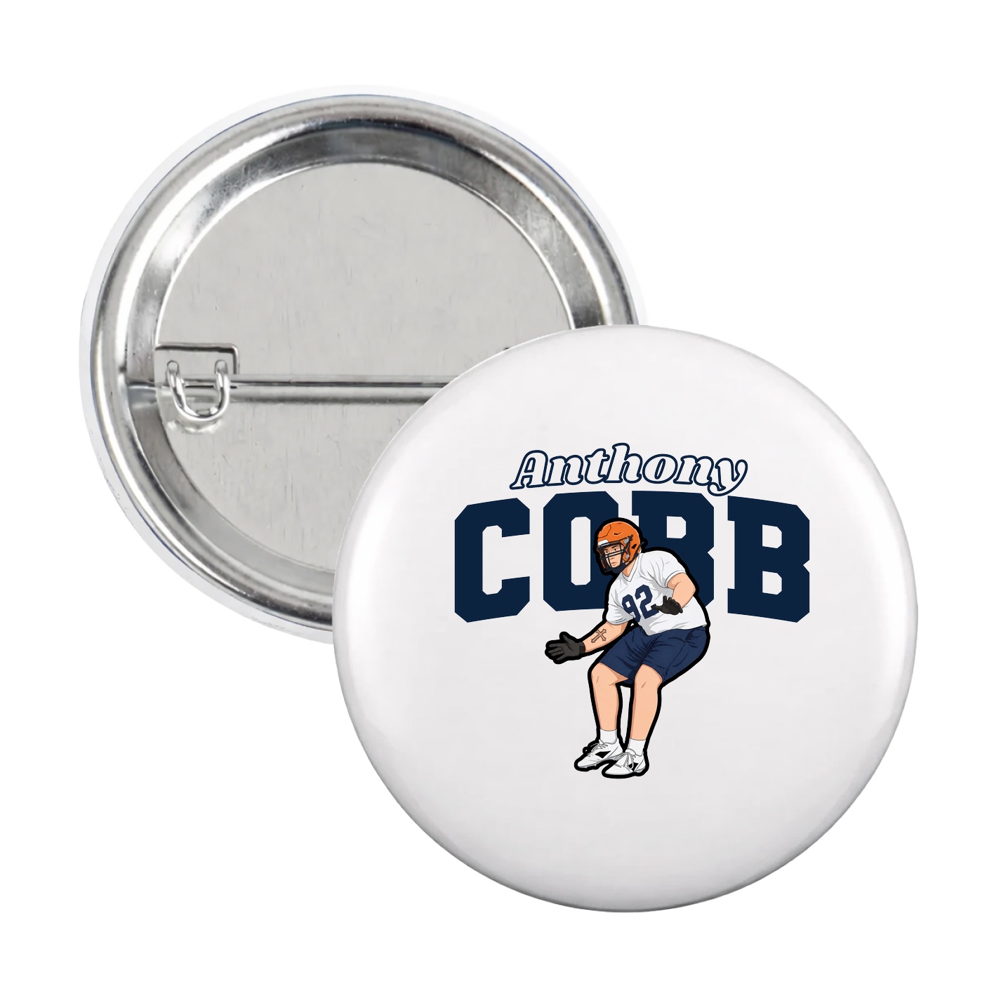 Game Day Button — Name Arch in White