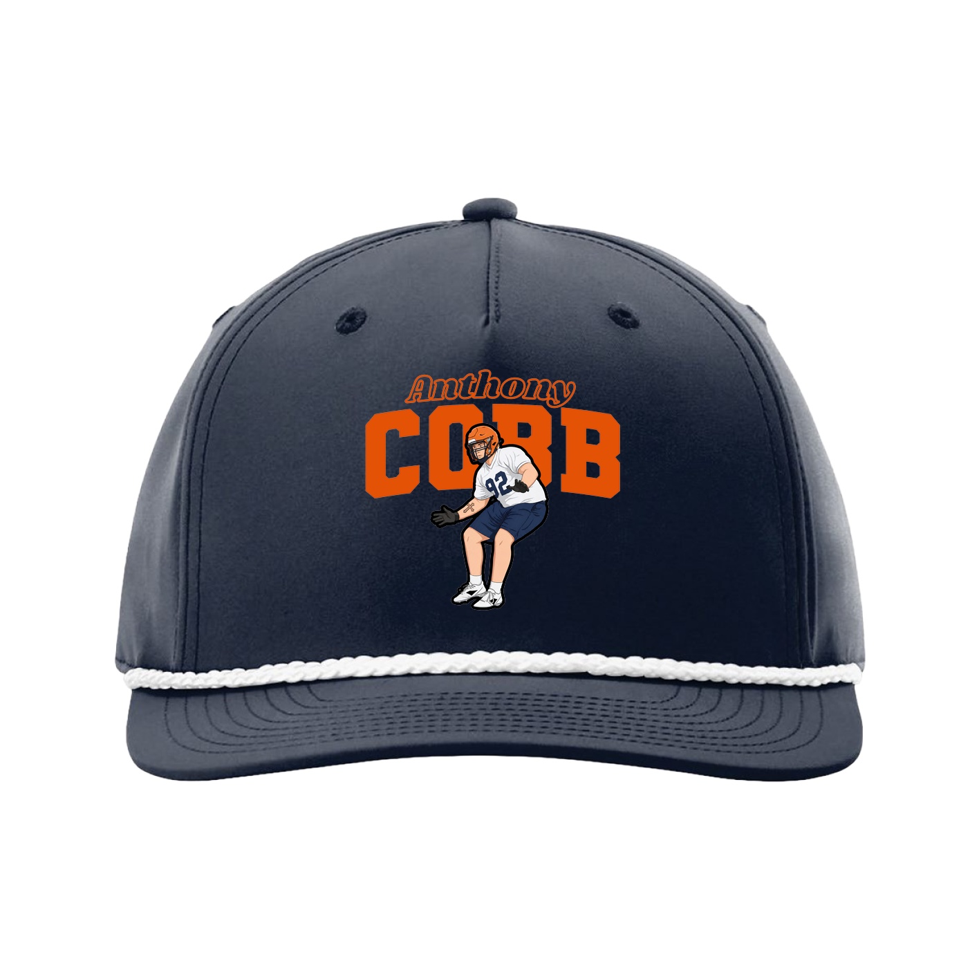 Five-Panel Classic Rope Cap — Name Arch in Navy