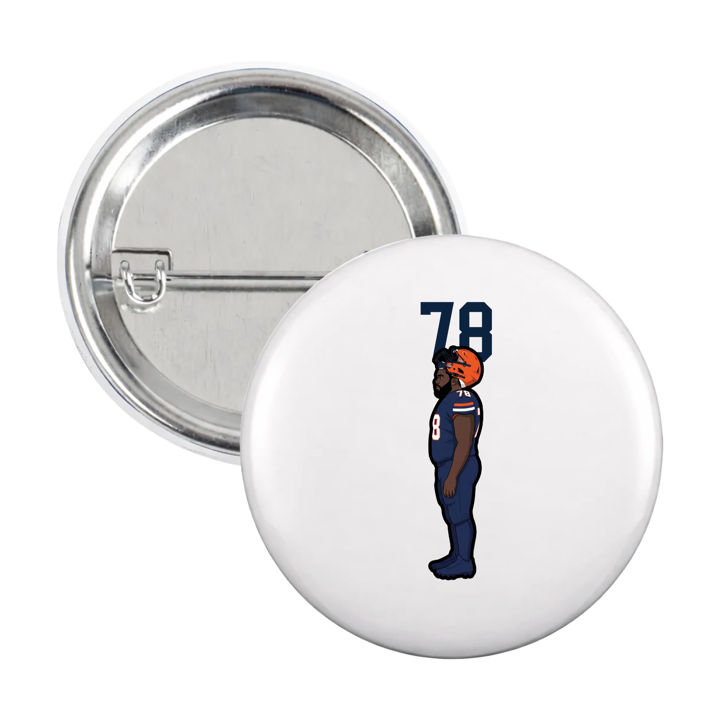 Game Day Button — Number Top in White