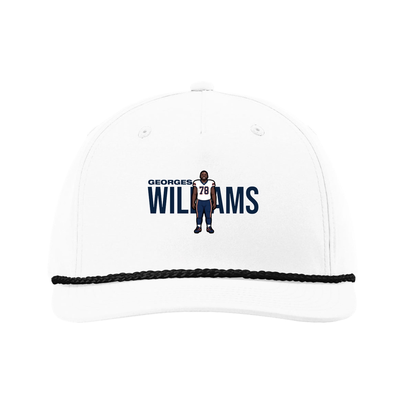 Five-Panel Classic Rope Cap — Player Name in White