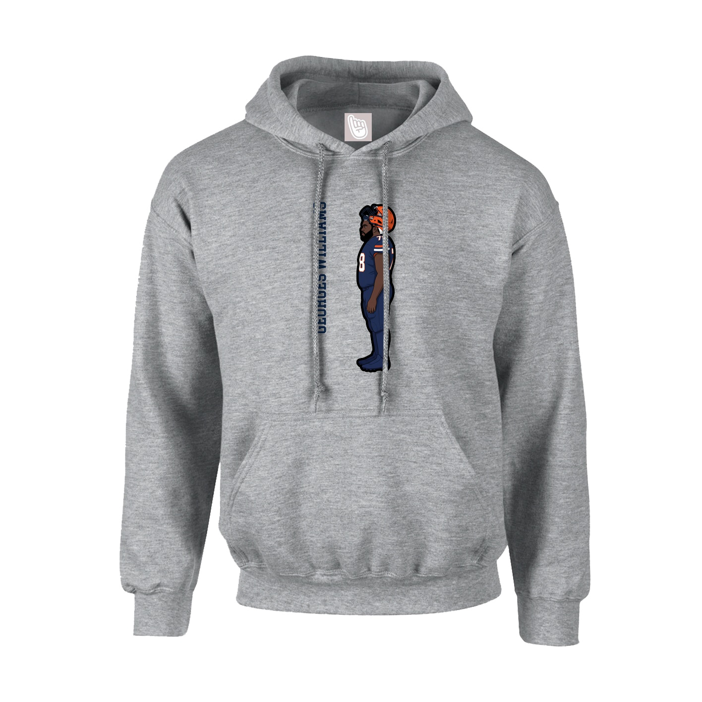 Youth Hoodie — Name Vertical in Grey