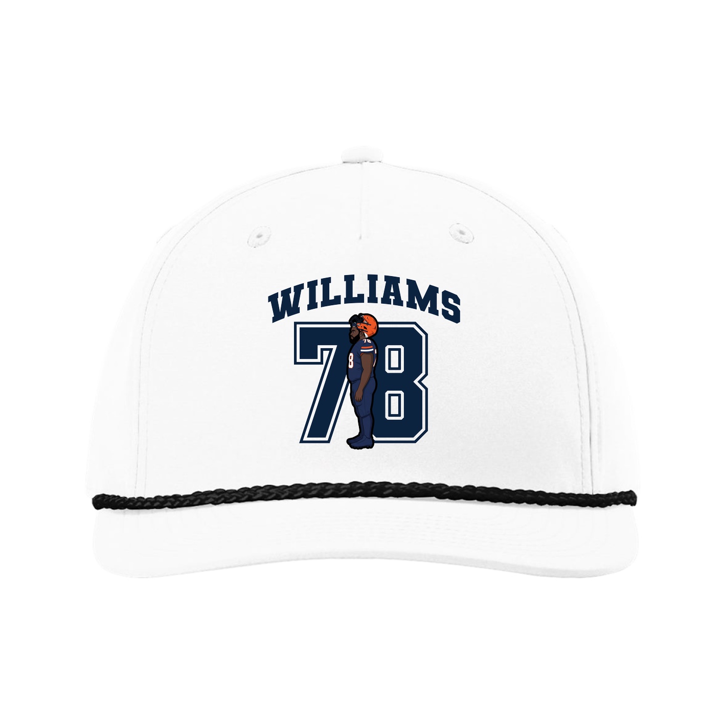 Five-Panel Classic Rope Cap — Number in White