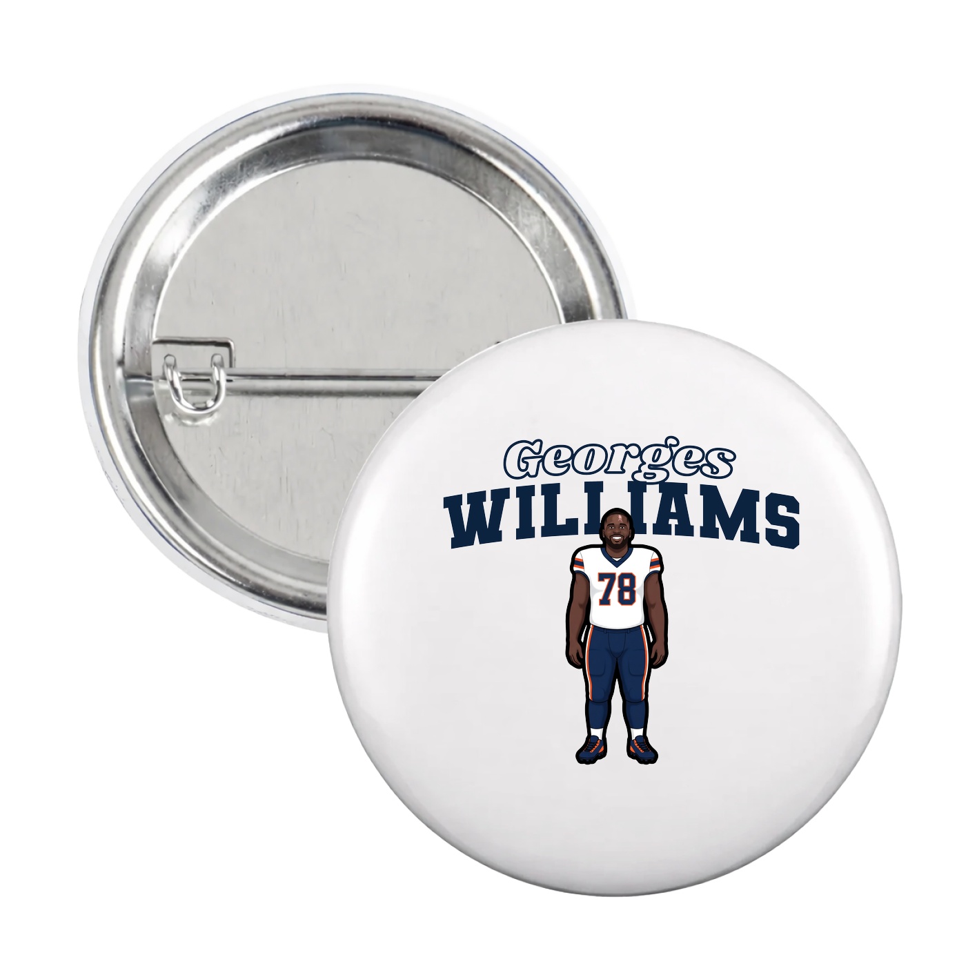 Game Day Button — Name Arch in White