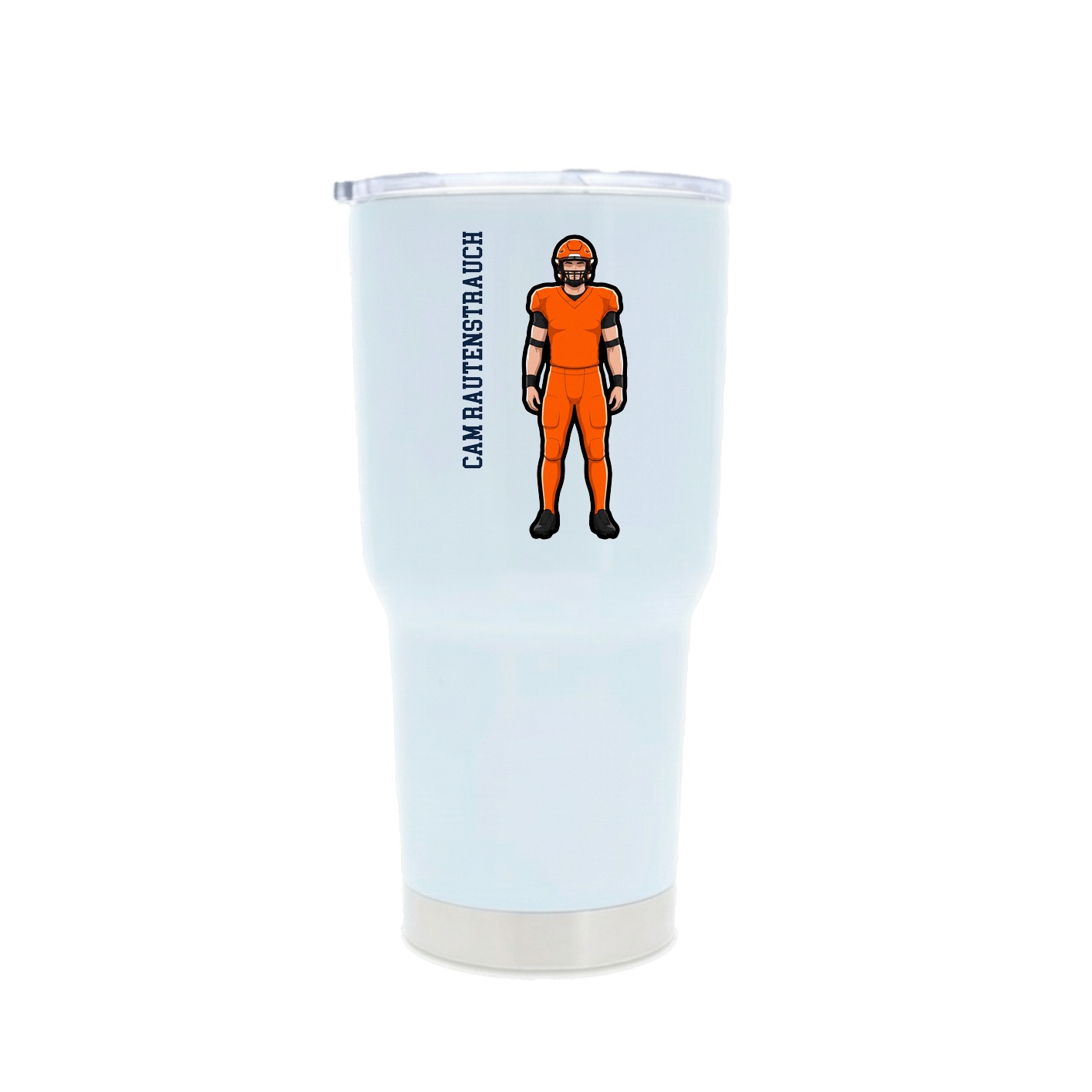 30oz Stainless Steel Tumbler — Name Vertical in White