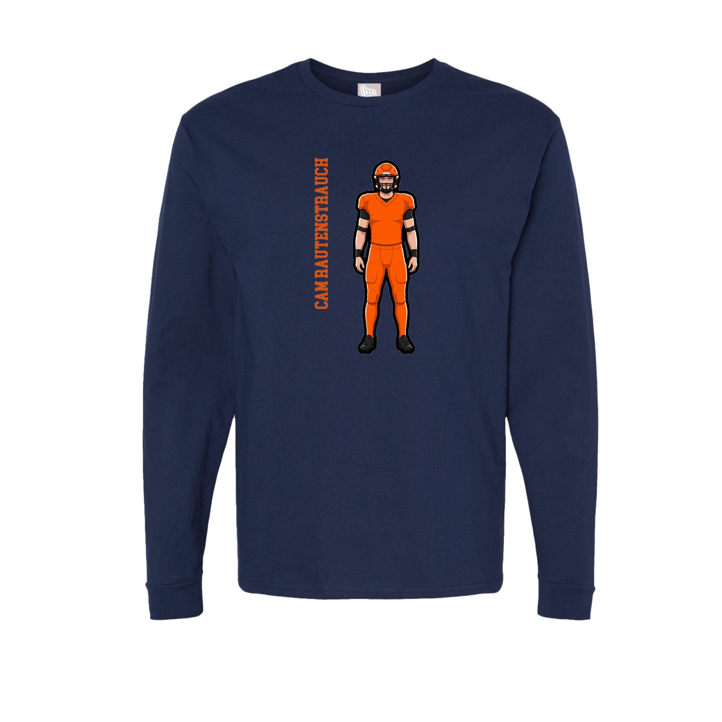 Long Sleeve Tee — Name Vertical in Navy