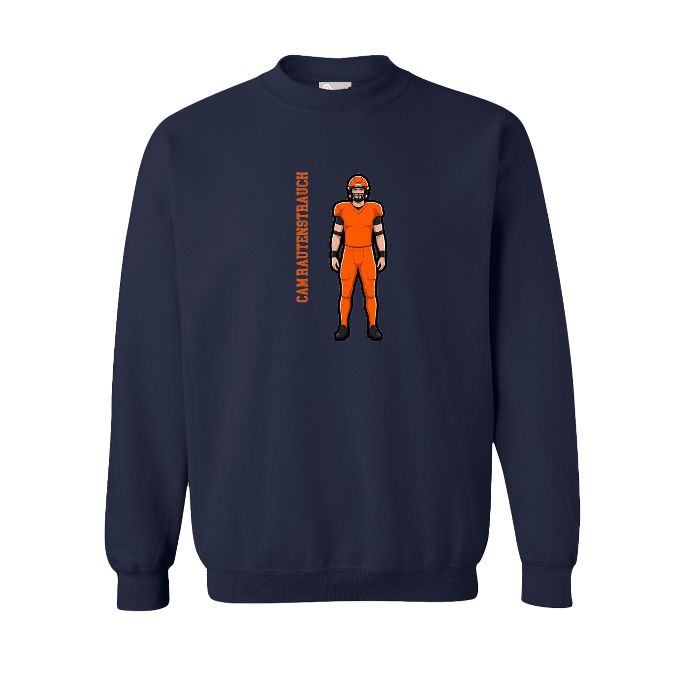 Fleece Crew — Name Vertical in Navy