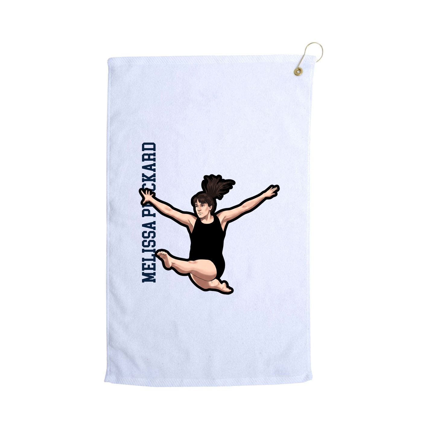 Golf Towel — Name Vertical in White
