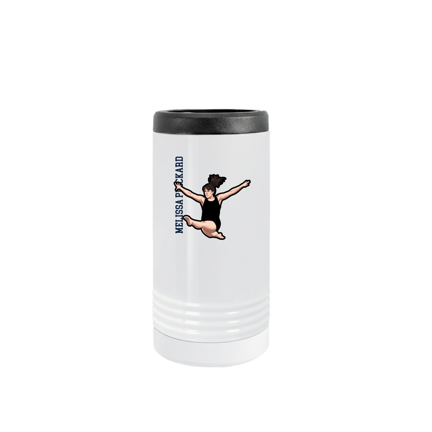 Slim Beverage Holder — Name Vertical in White