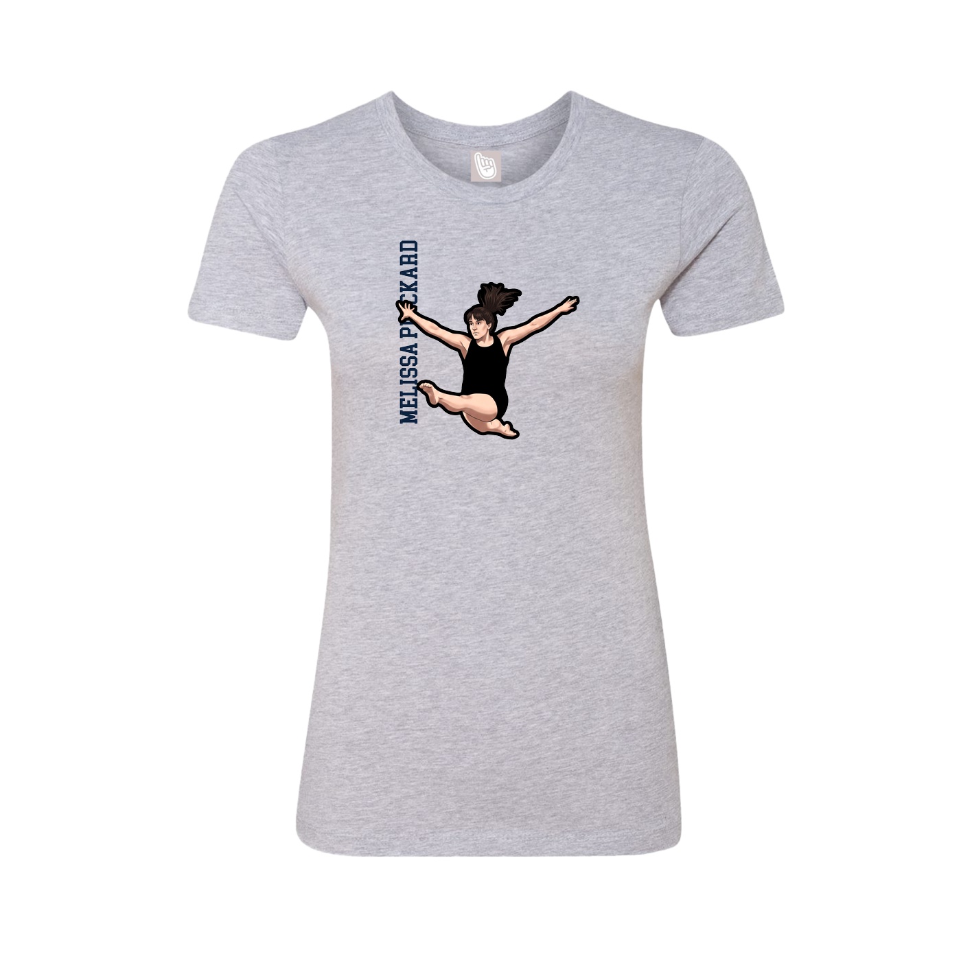 Fitted Women's Tee — Name Vertical in Grey