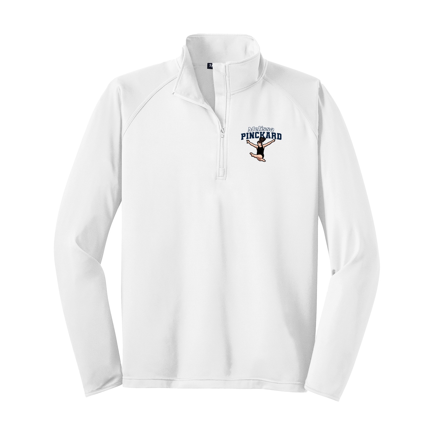 Q-Zip Pullover — Name Arch in White