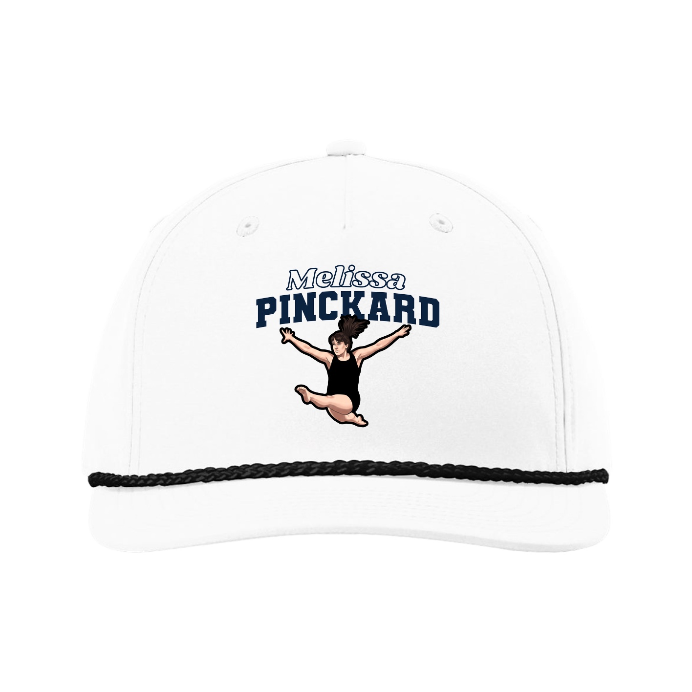 Five-Panel Classic Rope Cap — Name Arch in White