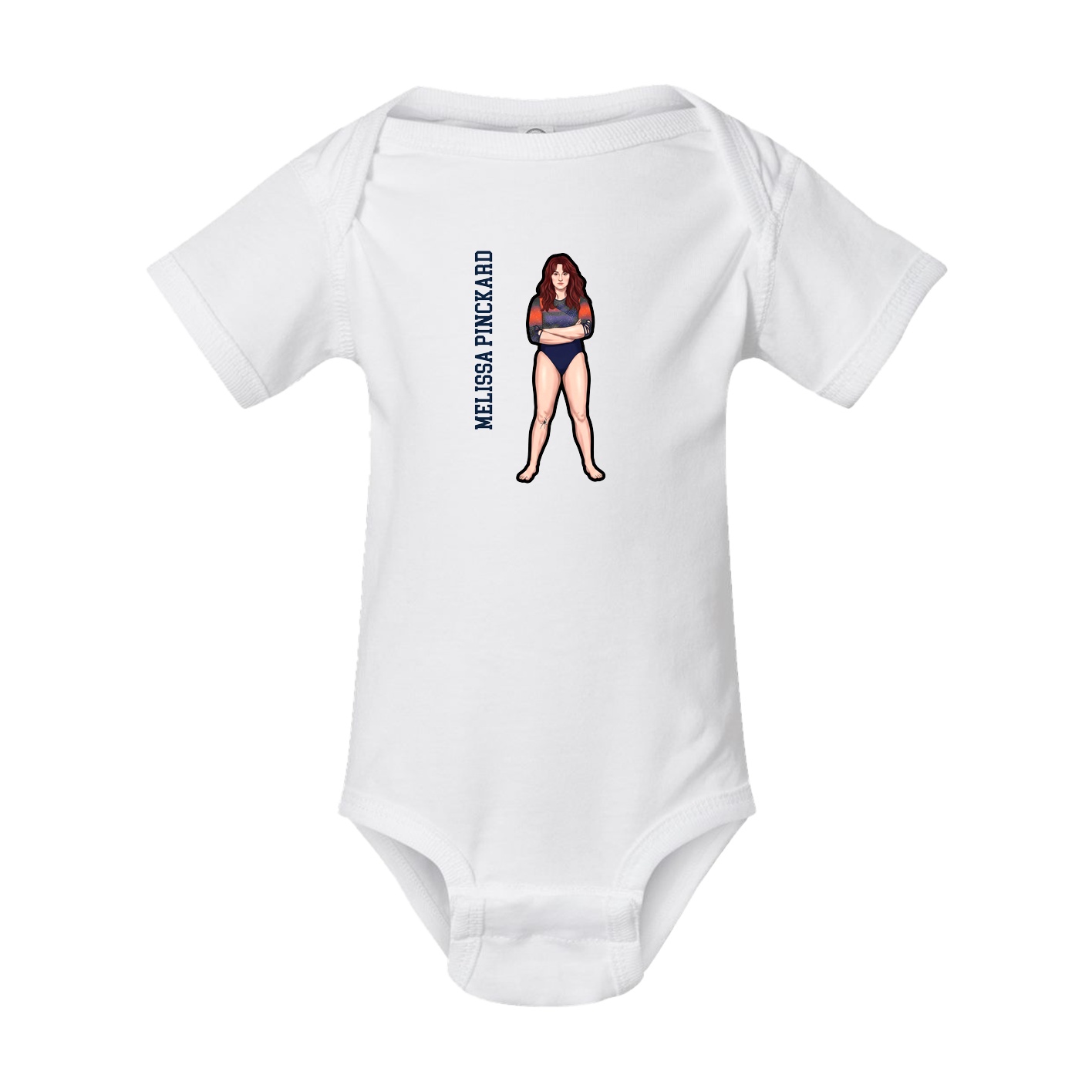 Baby Onesie — Name Vertical in White