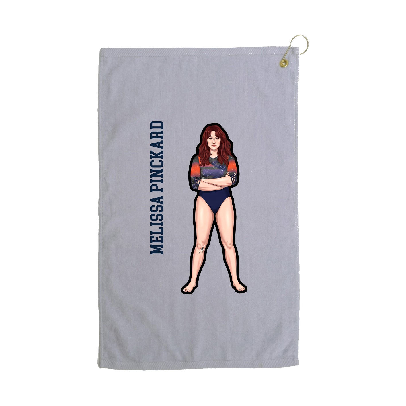 Golf Towel — Name Vertical in Grey