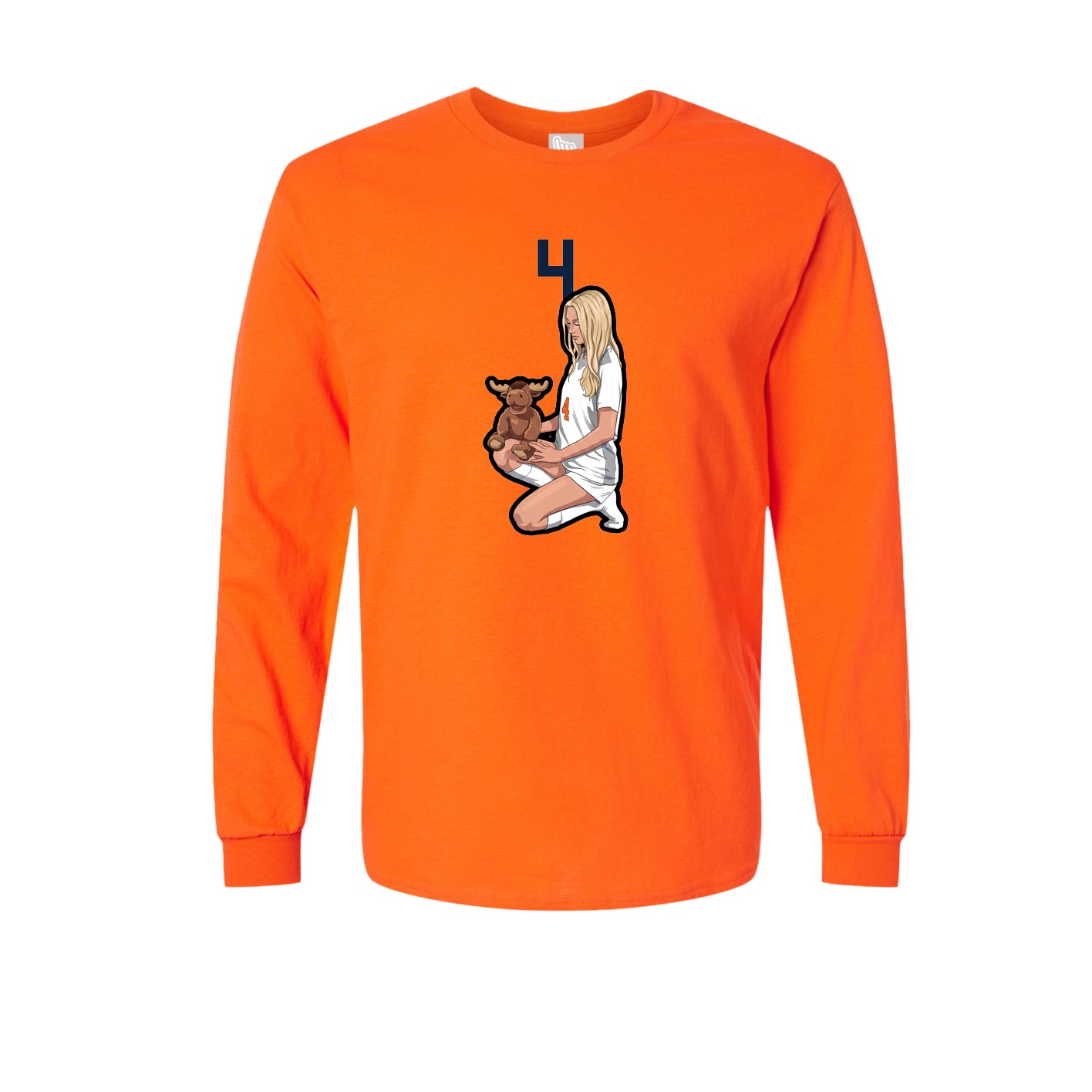 Long Sleeve Tee — Number Top in Orange
