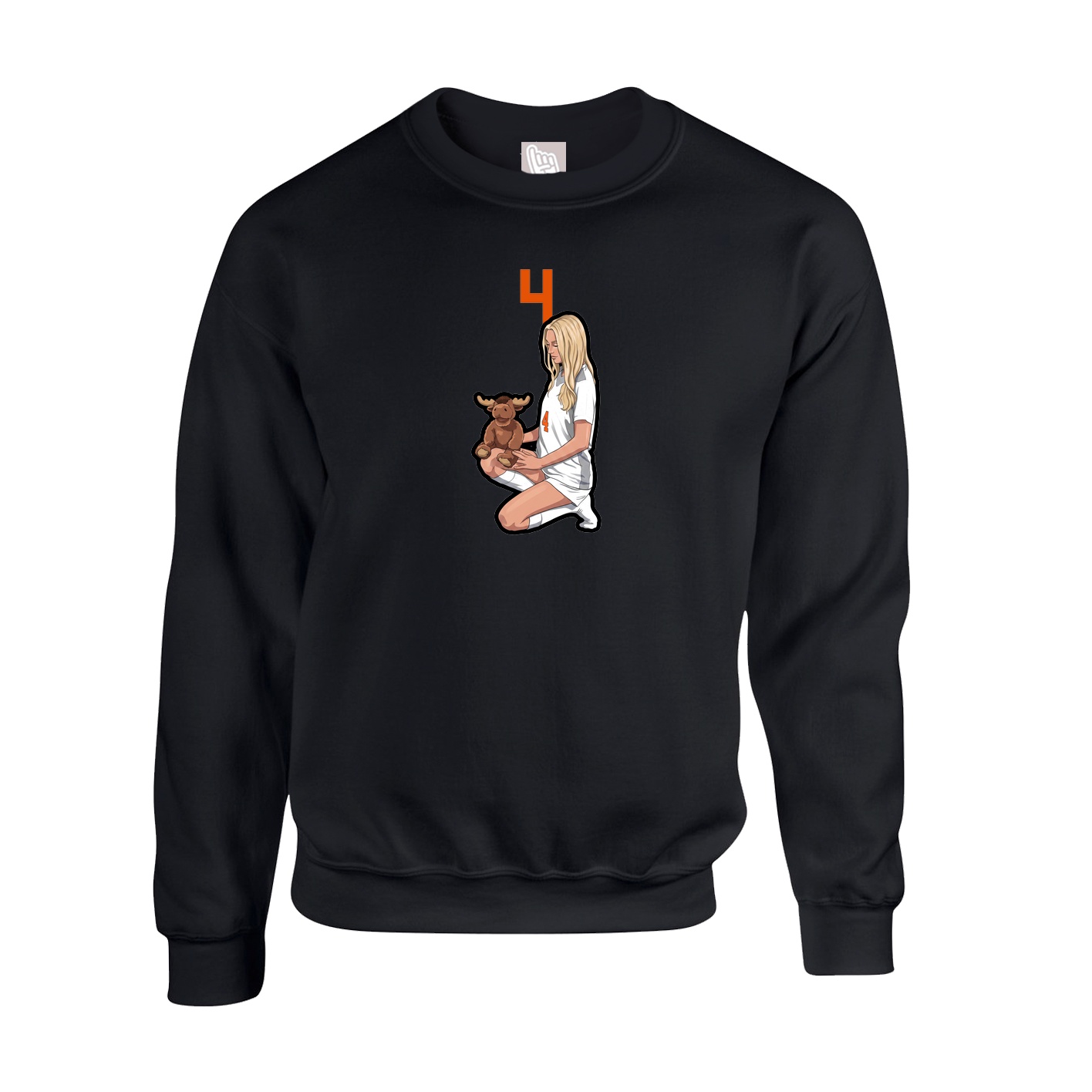 Fleece Crew — Number Top in Black