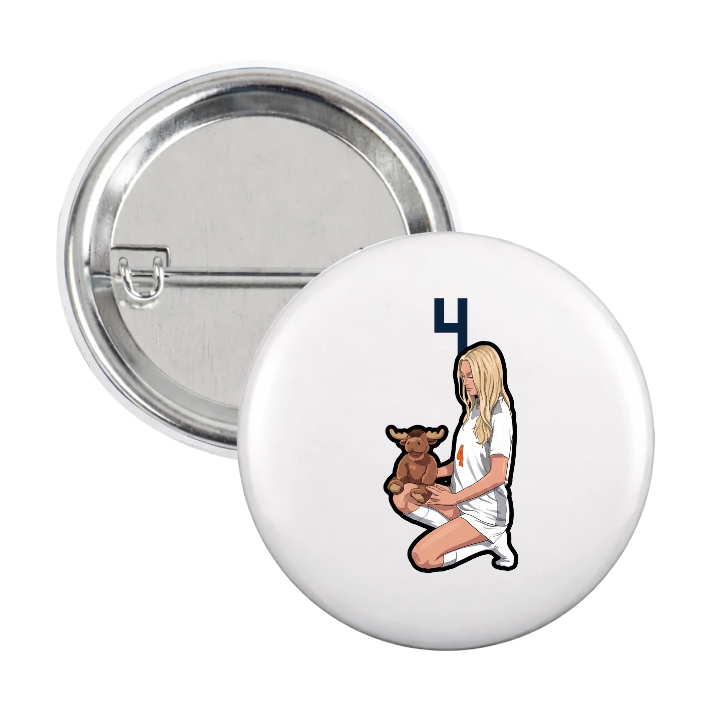 Game Day Button — Number Top in White