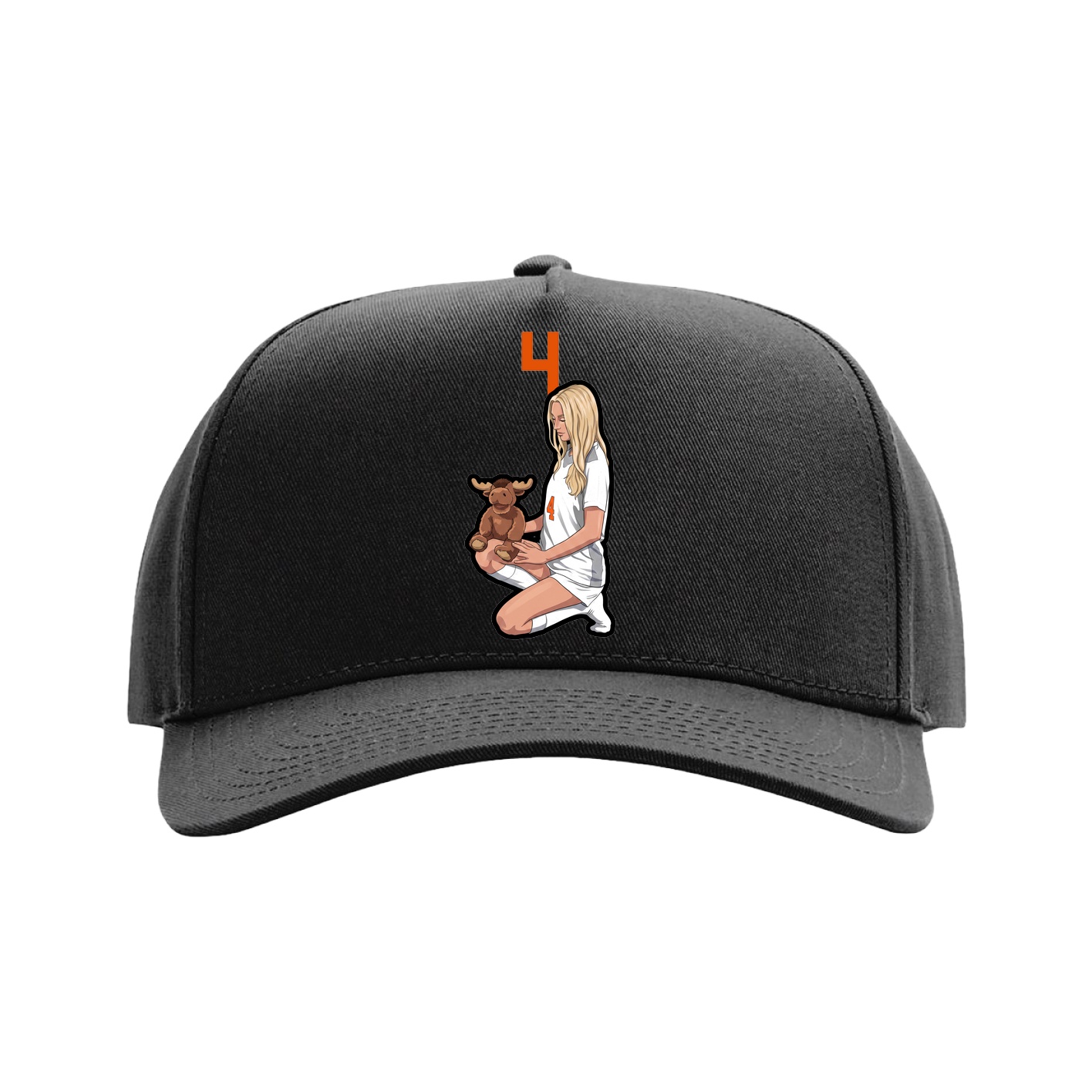 Full Fabric Five-Panel Champ Cap — Number Top in Black