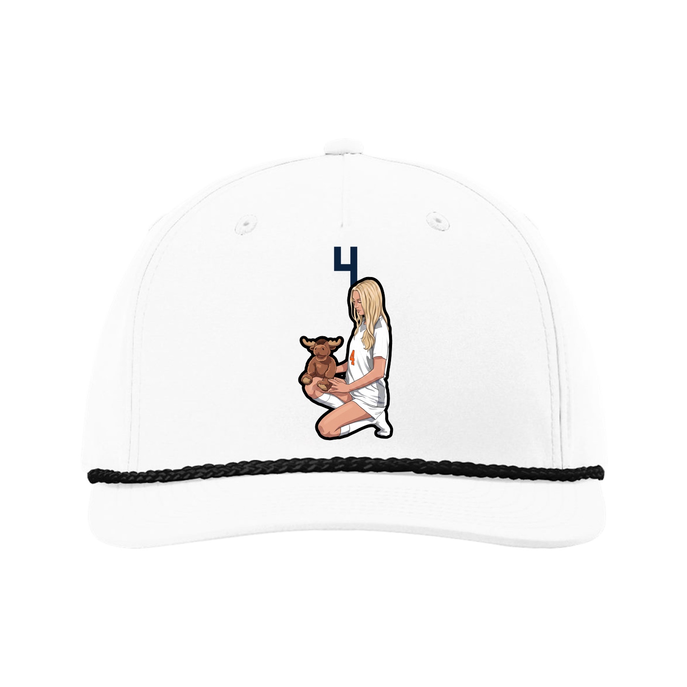 Five-Panel Classic Rope Cap — Number Top in White