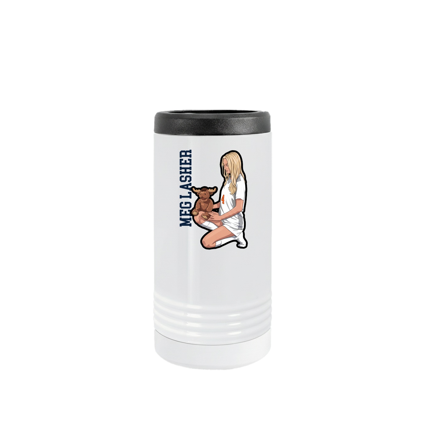 Slim Beverage Holder — Name Vertical in White
