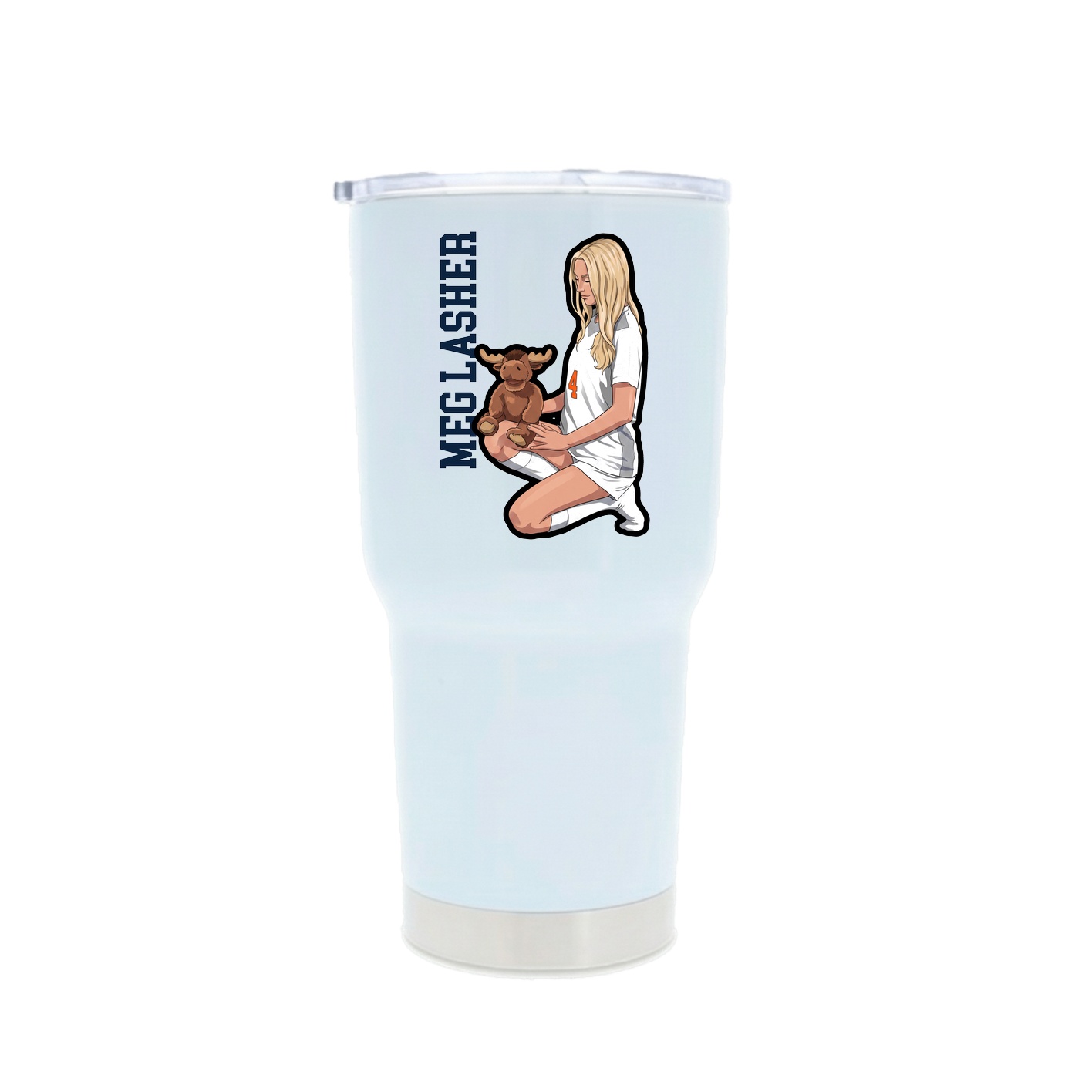 30oz Stainless Steel Tumbler — Name Vertical in White