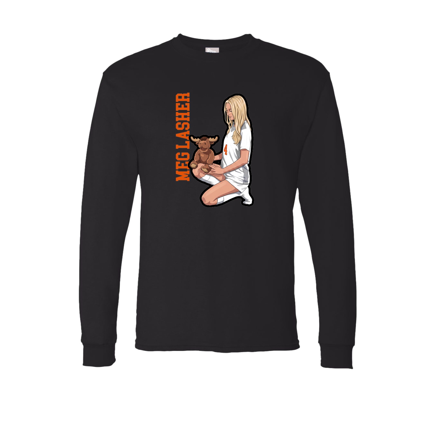 Long Sleeve Tee — Name Vertical in Black