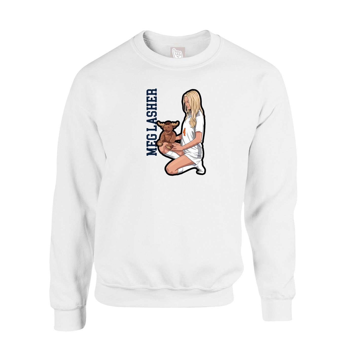 Fleece Crew — Name Vertical in White