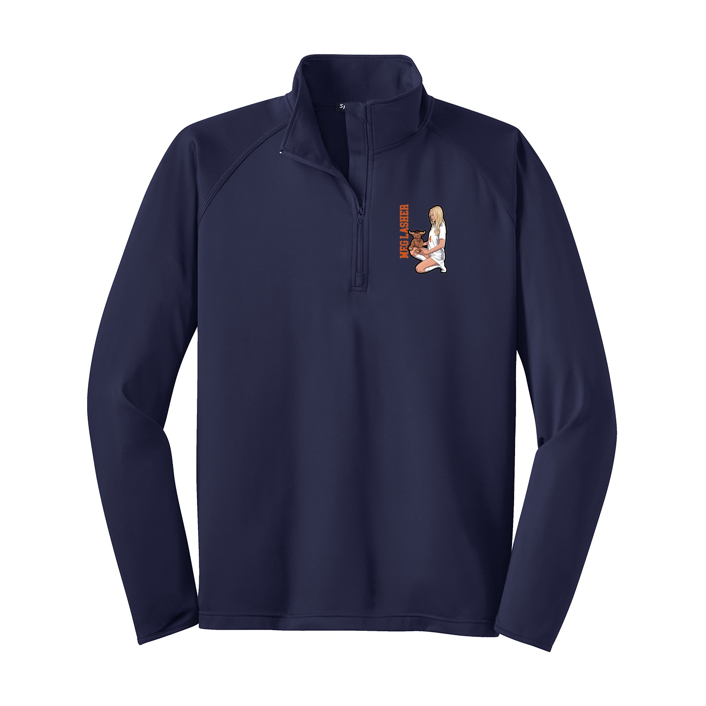 Q-Zip Pullover — Name Vertical in Navy