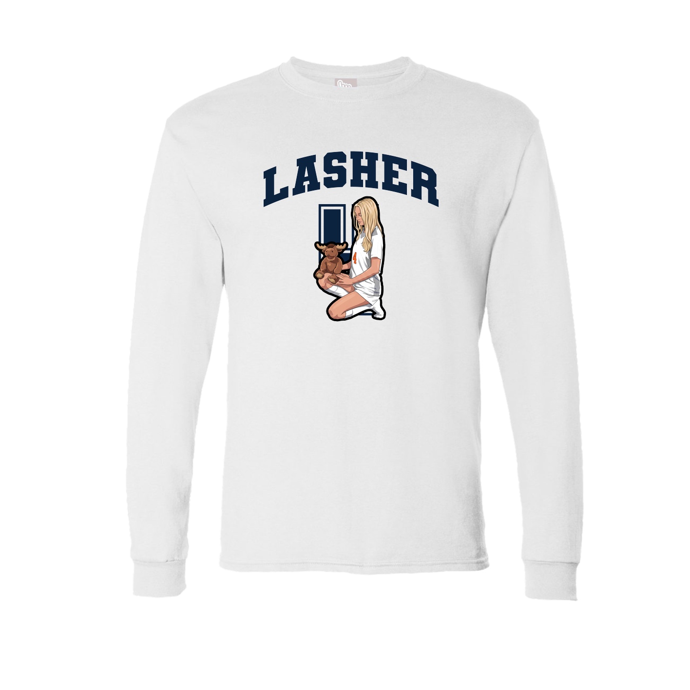 Long Sleeve Tee — Number in White
