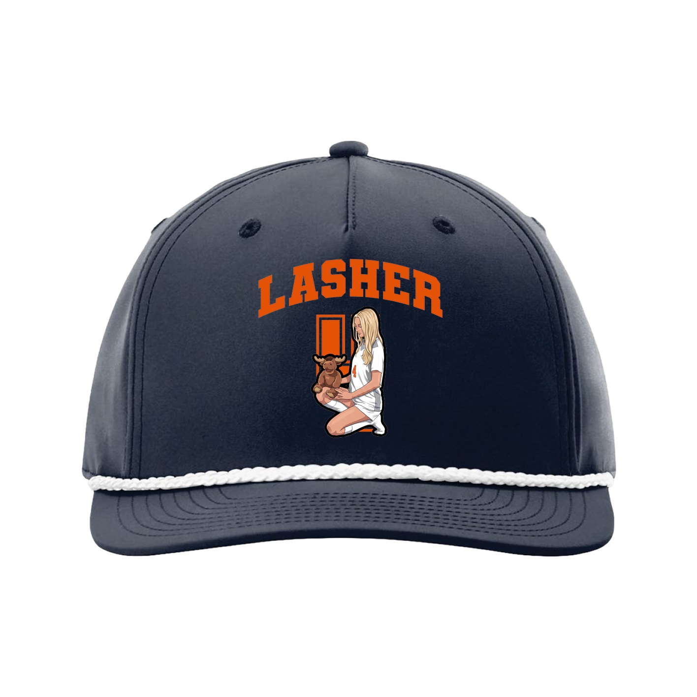 Five-Panel Classic Rope Cap — Number in Navy