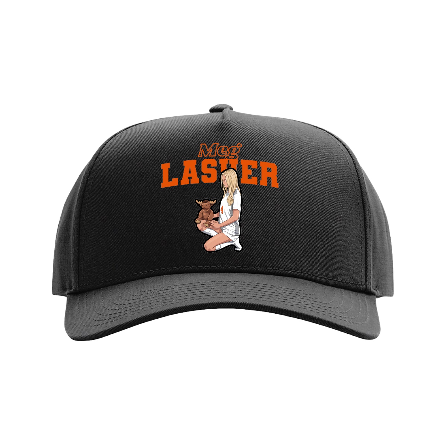 Full Fabric Five-Panel Champ Cap — Name Arch in Black