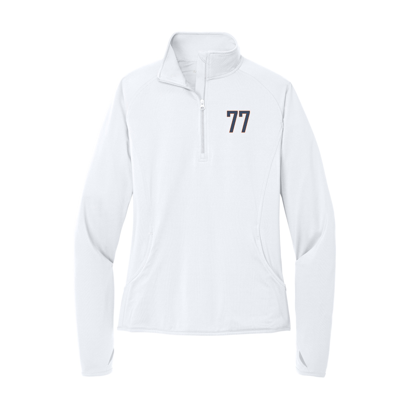 Women's Q-Zip Pullover — Front Shirsy in White