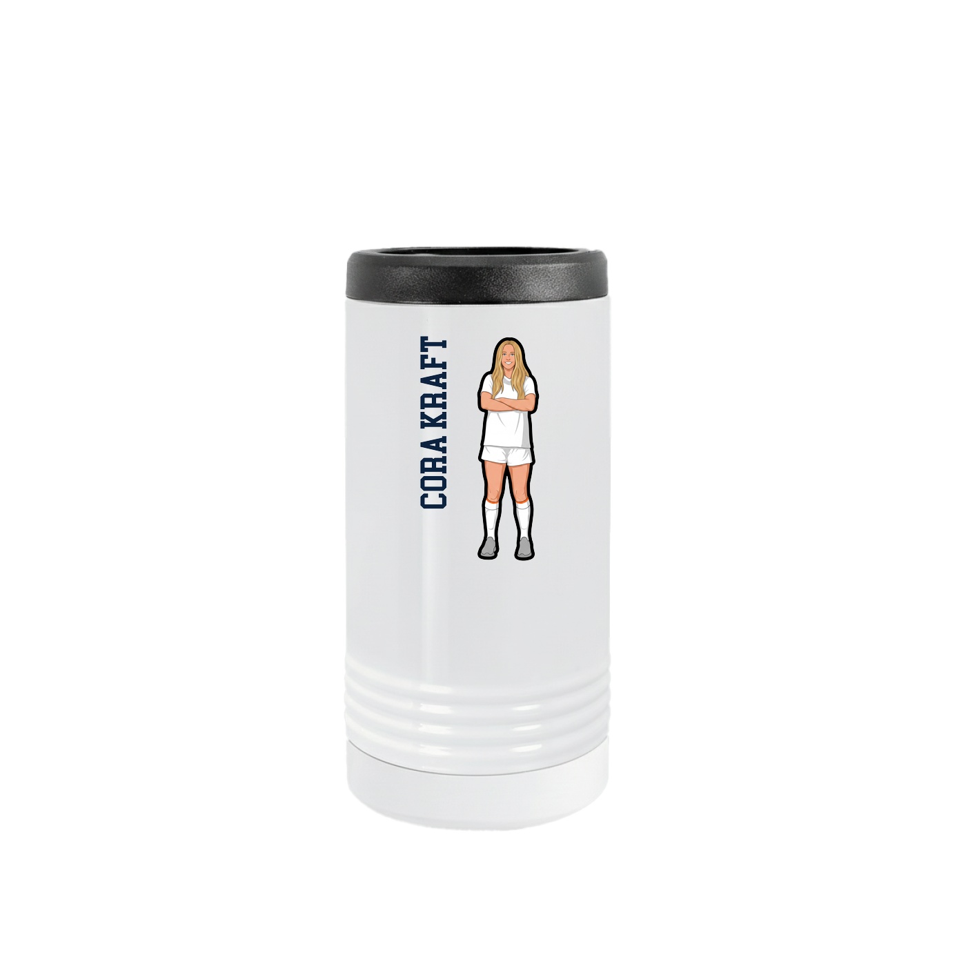 Slim Beverage Holder — Name Vertical in White