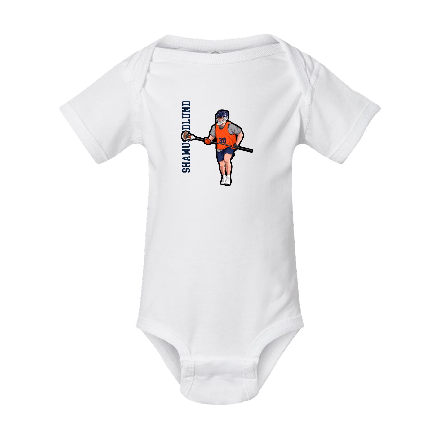 Baby Onesie — Name Vertical in White