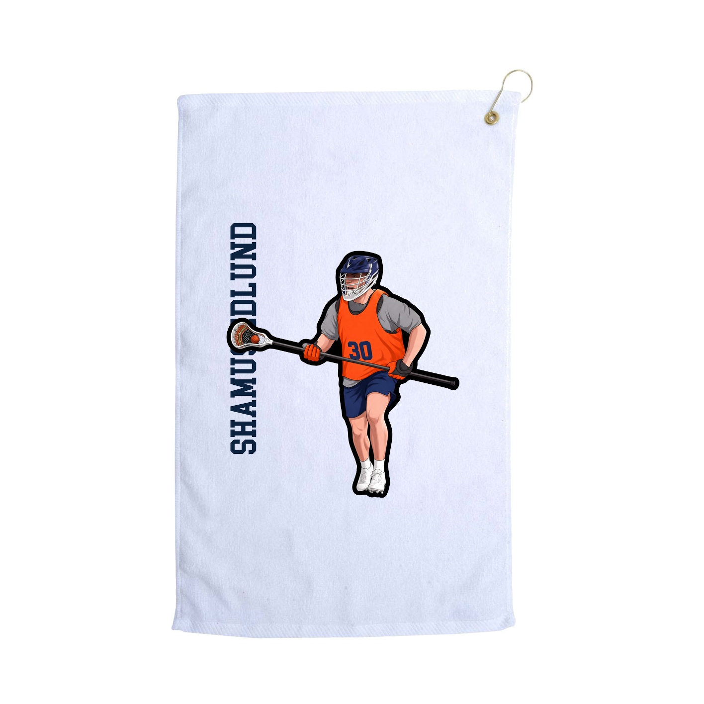 Golf Towel — Name Vertical in White