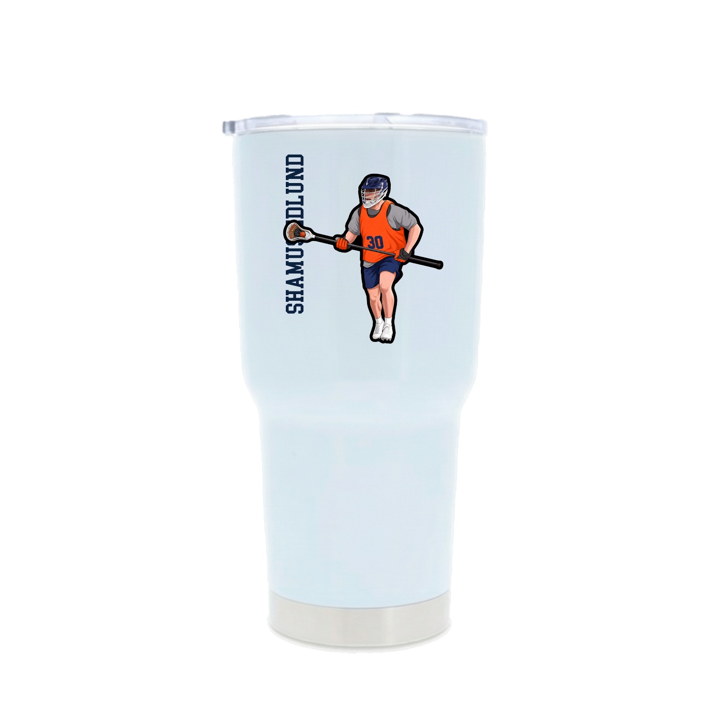 30oz Stainless Steel Tumbler — Name Vertical in White