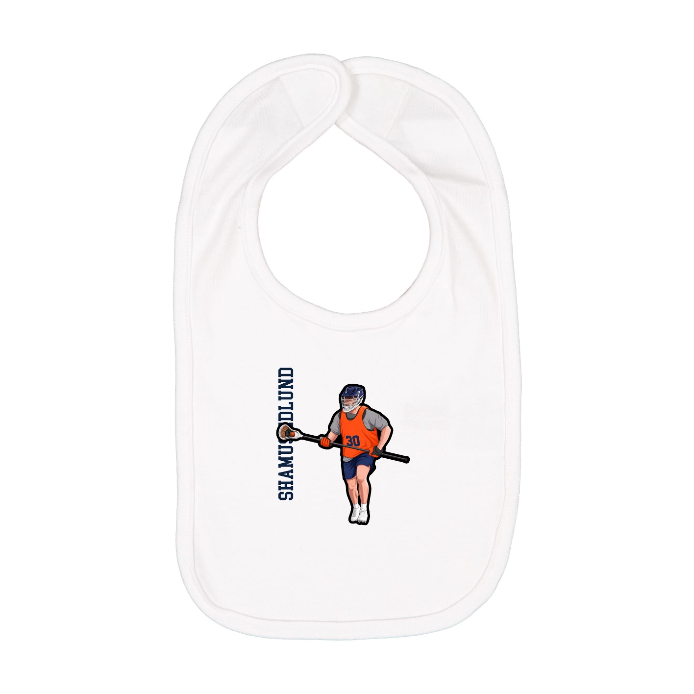 Infant Bib — Name Vertical in White