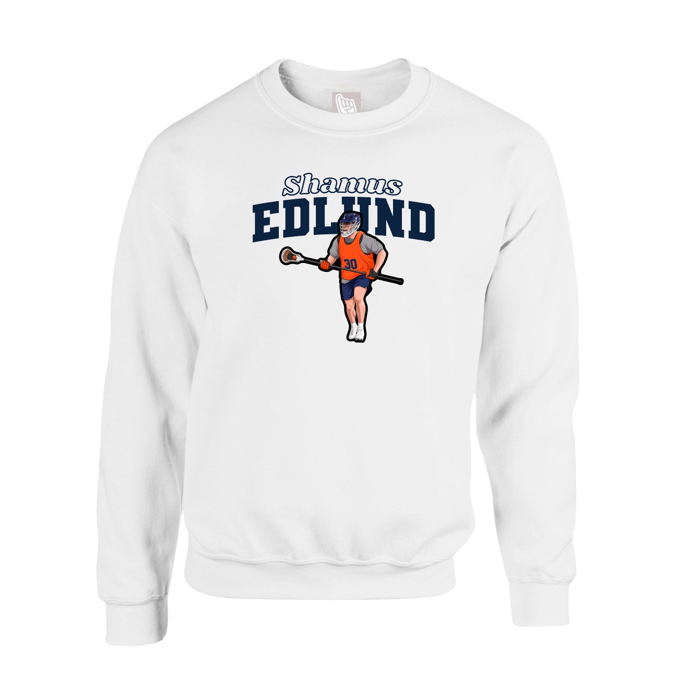 Fleece Crew — Name Arch in White