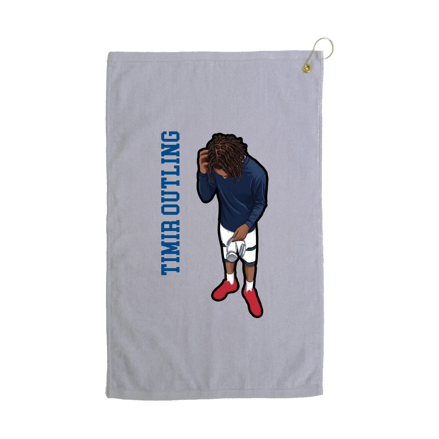 Golf Towel — Name Vertical in Grey