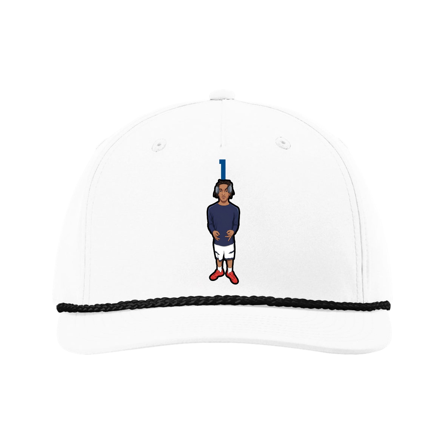 Five-Panel Classic Rope Cap — Number Top in White