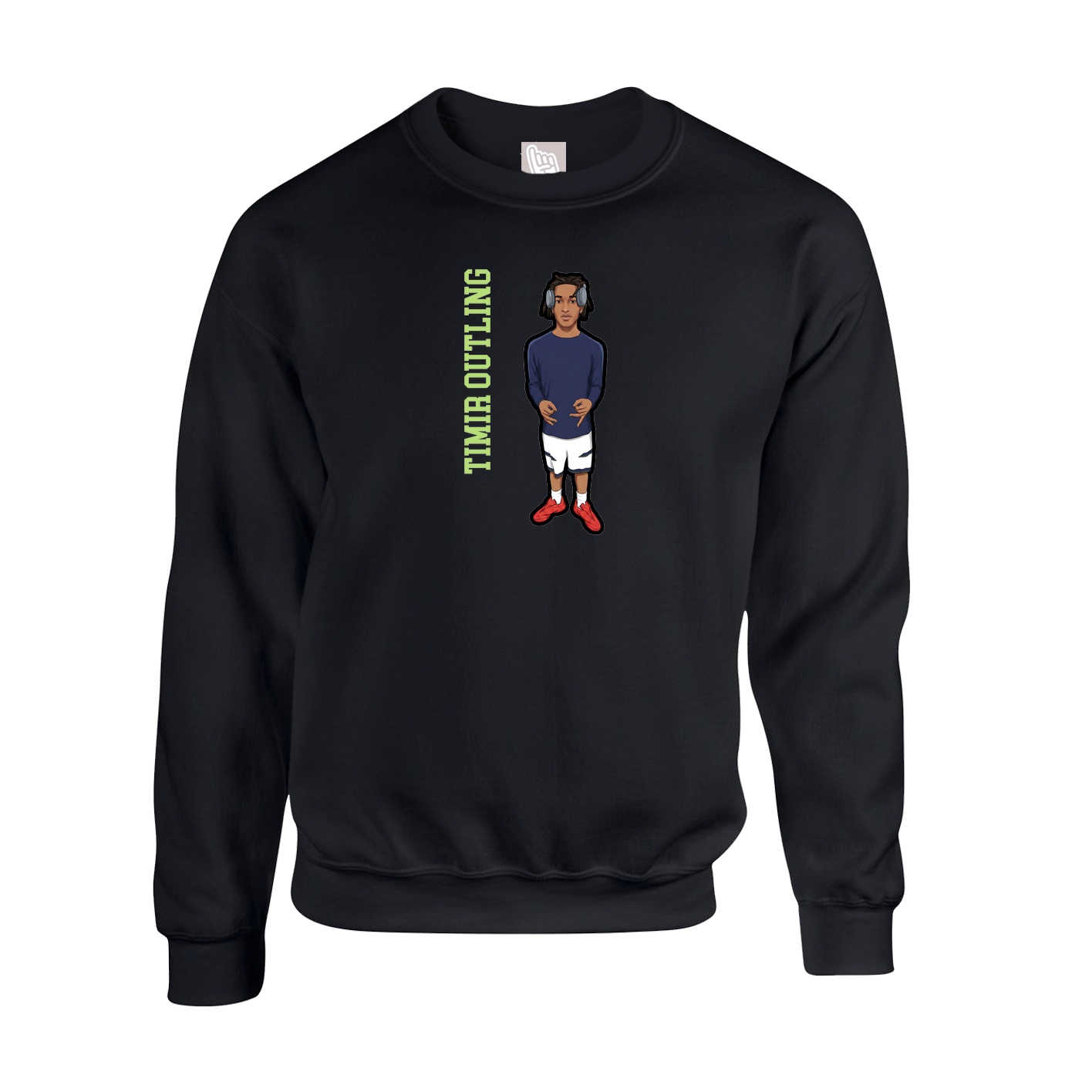 Fleece Crew — Name Vertical in Black