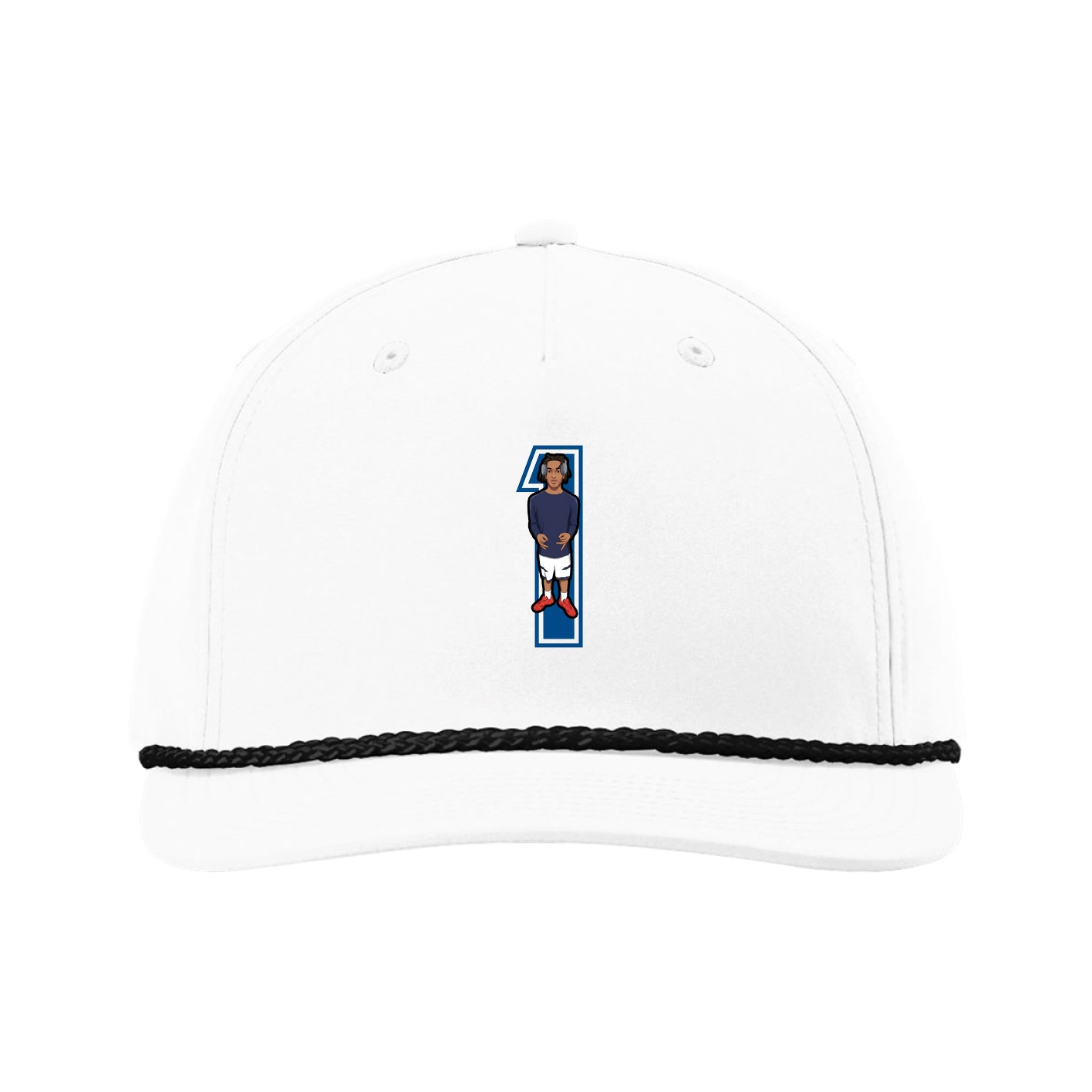 Five-Panel Classic Rope Cap — Number in White