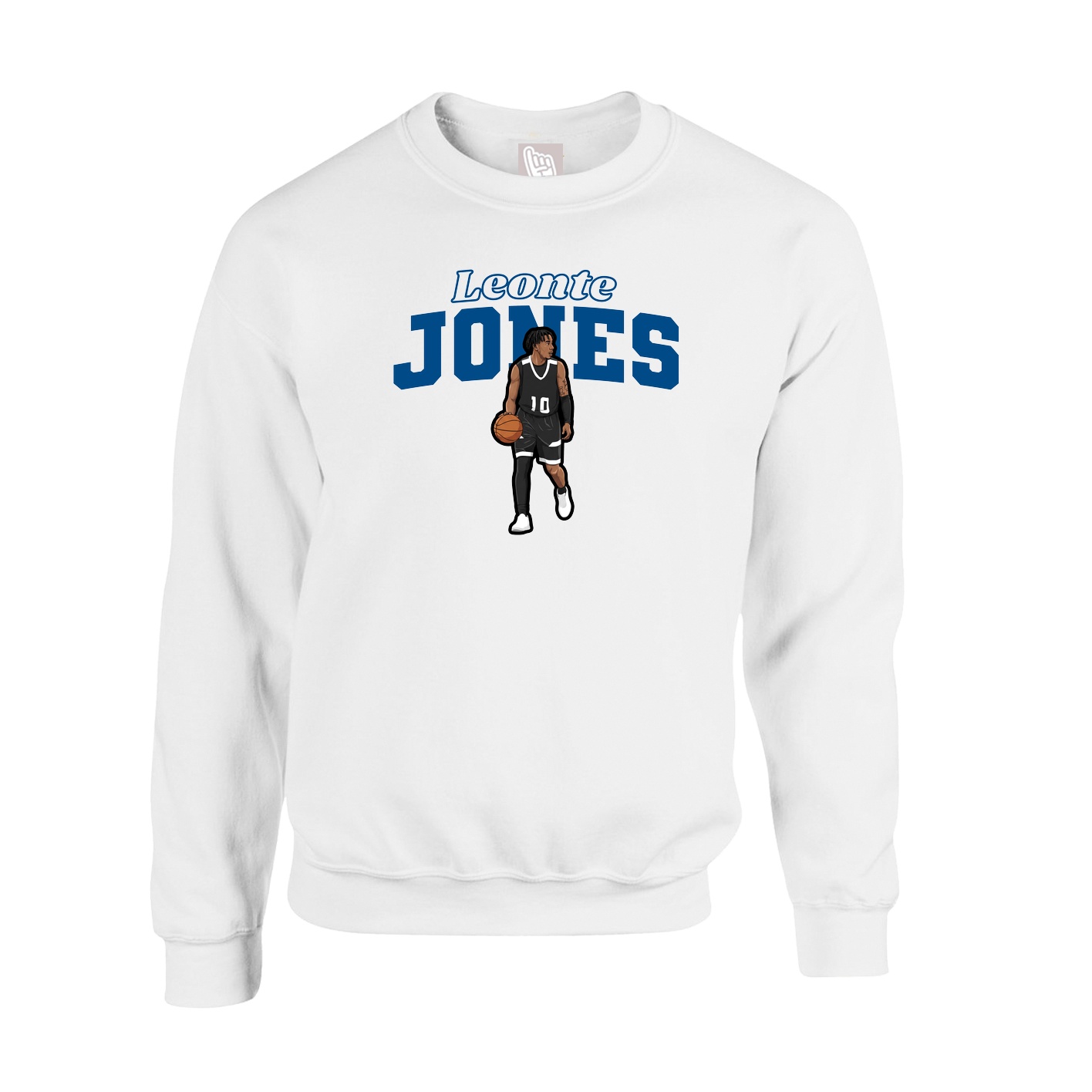 Fleece Crew — Name Arch in White