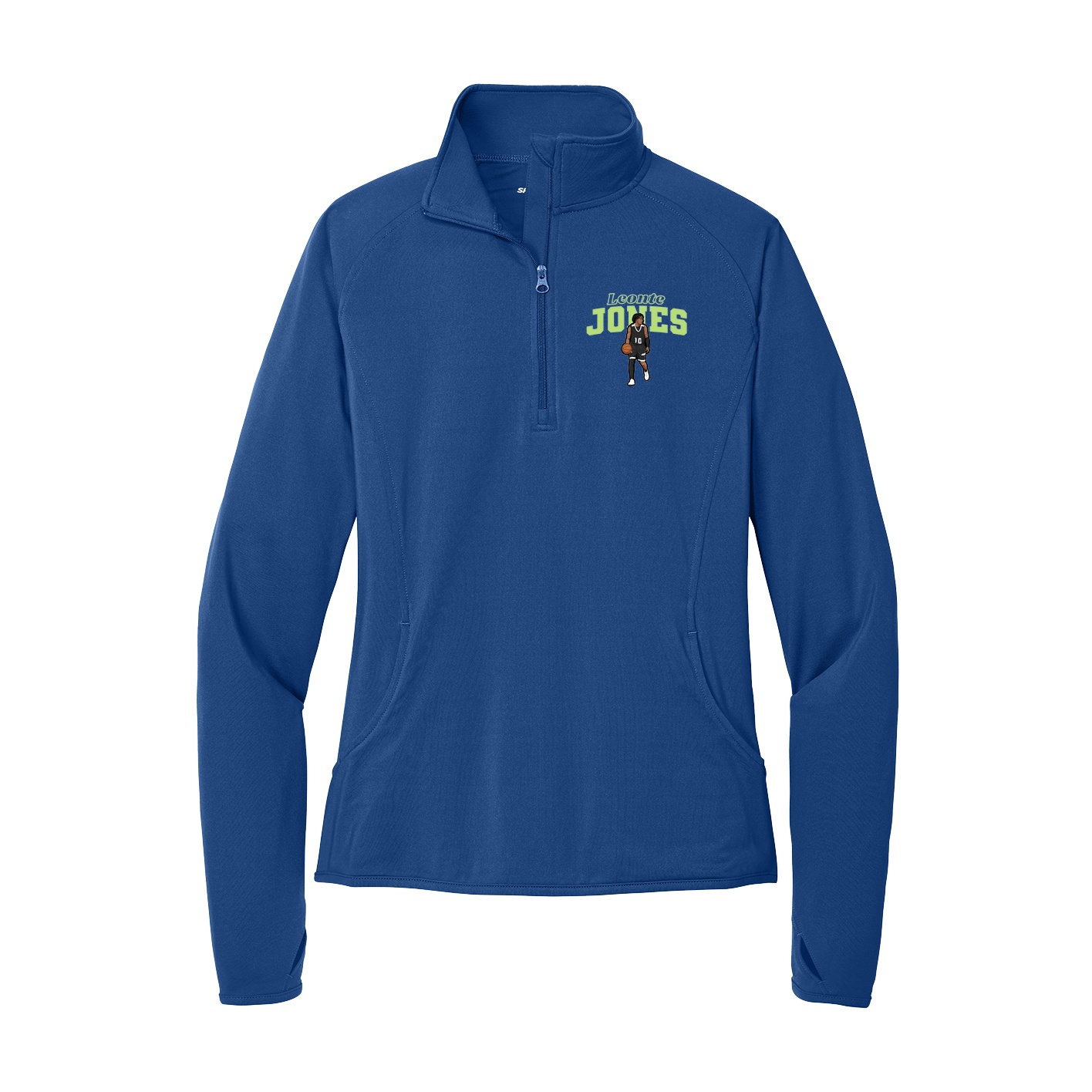 Women's Q-Zip Pullover — Name Arch in Royal