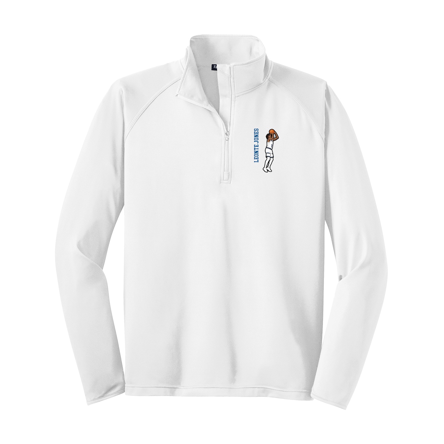 Q-Zip Pullover — Name Vertical in White