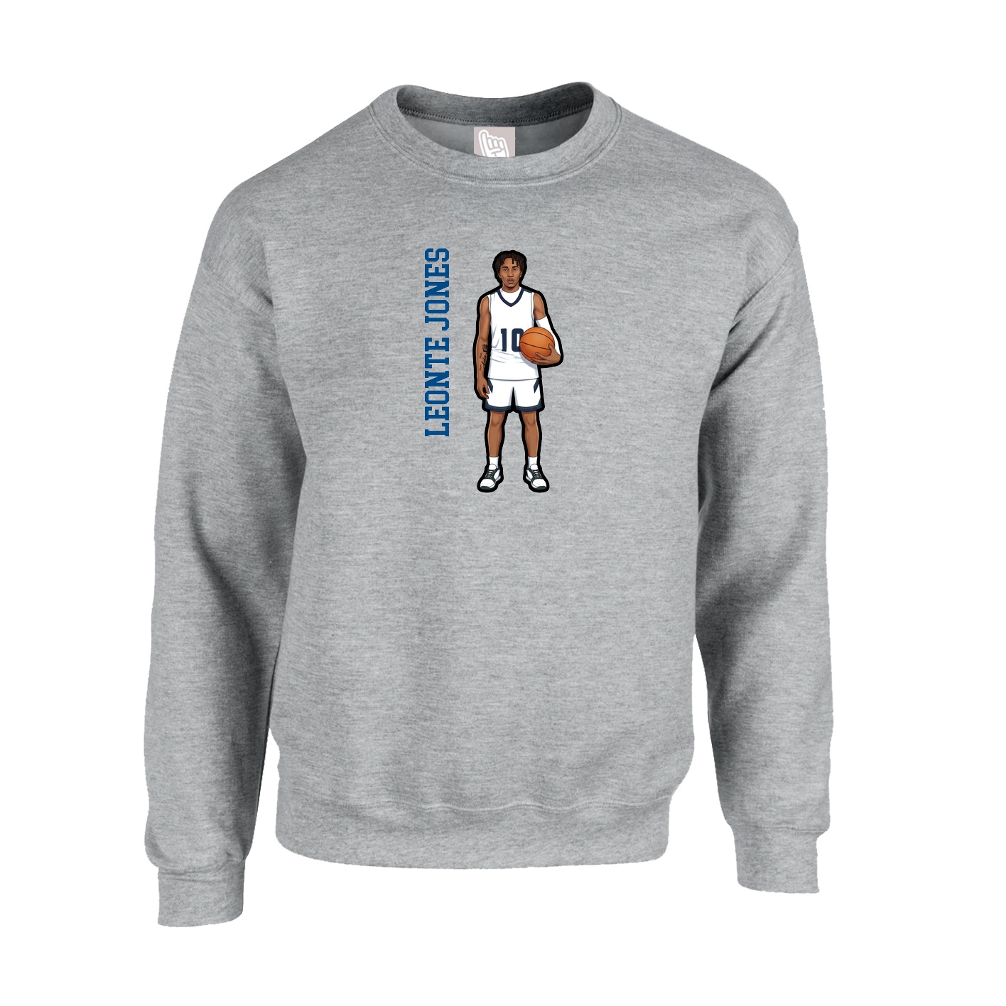 Fleece Crew — Name Vertical in Grey